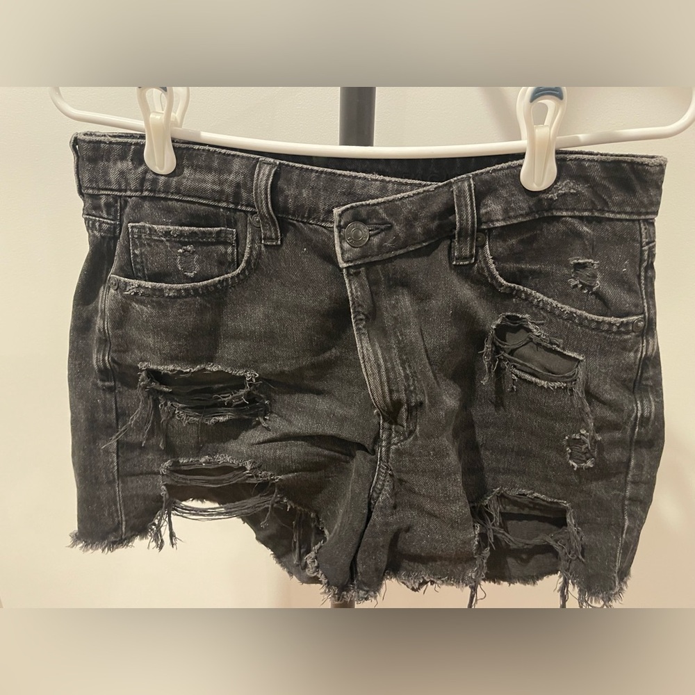 American Eagle Women’s Ripped Black Jean Shorts